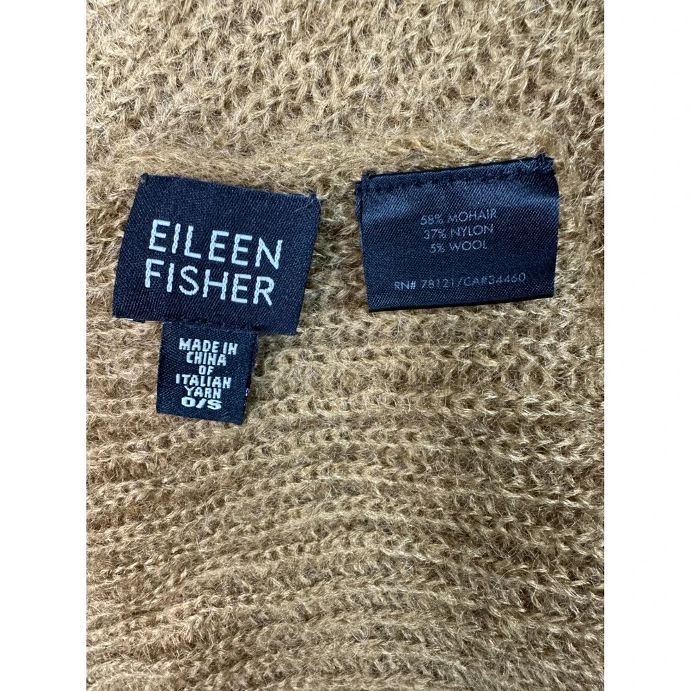 Eileen Fisher Scarf Womens O/S Gold Mohair Wool Italian Yarn Ribbed Long